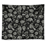 Monochrome Rose Floral Pattern Print Tapestry