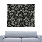 Monochrome Rose Floral Pattern Print Tapestry