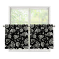 Monochrome Rose Floral Pattern Print Tier Curtains
