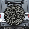 Monochrome Rose Floral Pattern Print Tire Cover
