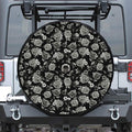 Monochrome Rose Floral Pattern Print Tire Cover With Camera Hole