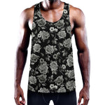 Monochrome Rose Floral Pattern Print Training Tank Top