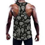 Monochrome Rose Floral Pattern Print Training Tank Top