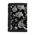 Monochrome Rose Floral Pattern Print Trifold Wallet