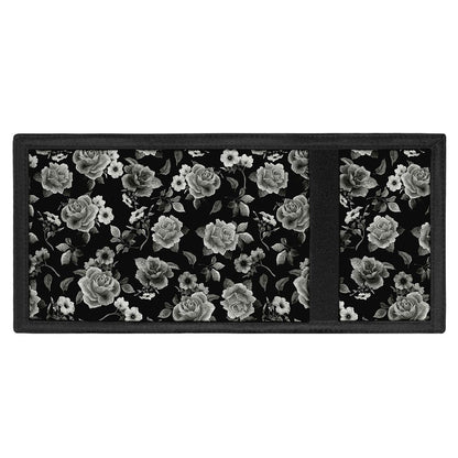 Monochrome Rose Floral Pattern Print Trifold Wallet