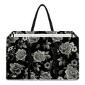 Monochrome Rose Floral Pattern Print Utility Tote Bag