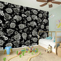 Monochrome Rose Floral Pattern Print Wall Sticker