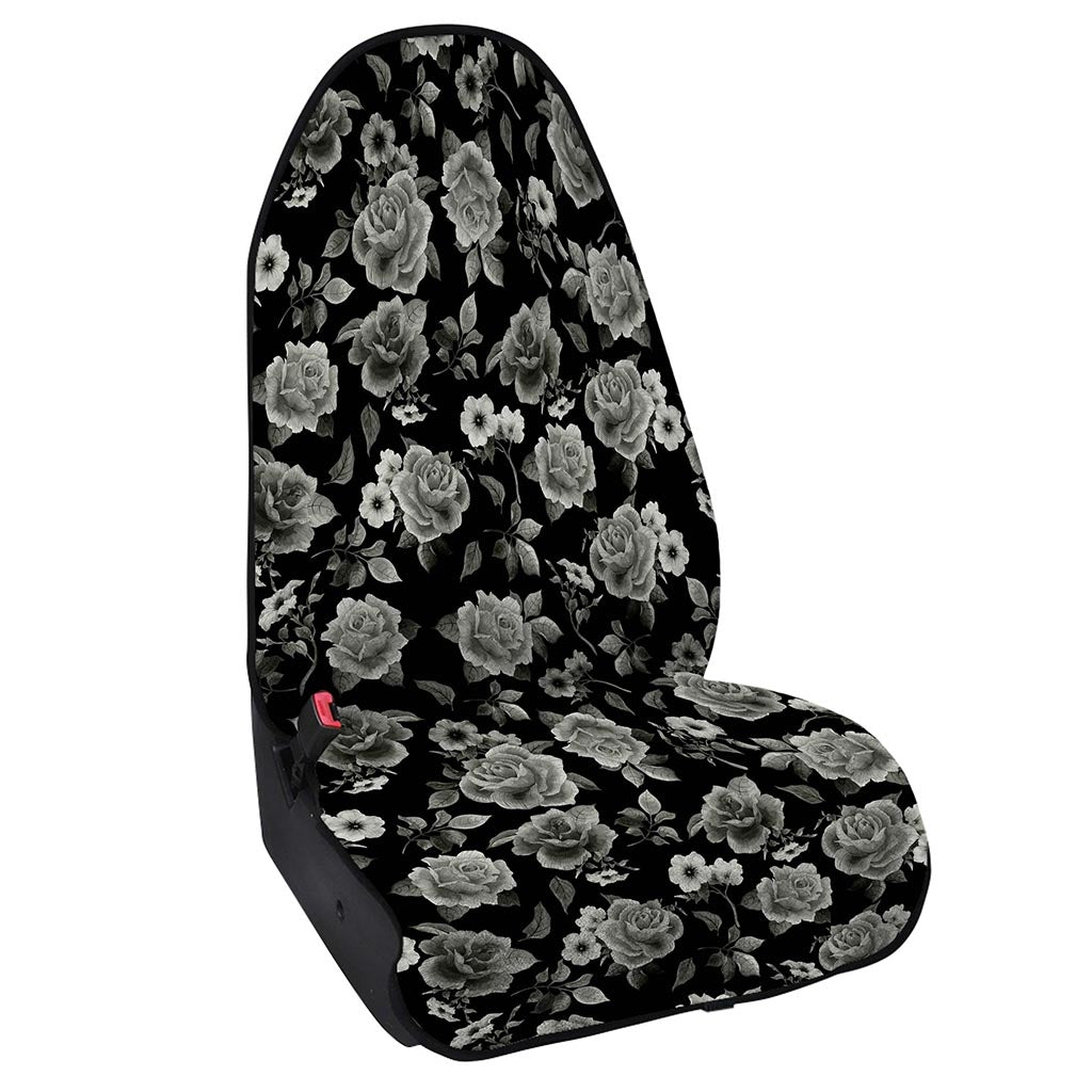 Monochrome Rose Floral Pattern Print Waterproof Car Seat Cover