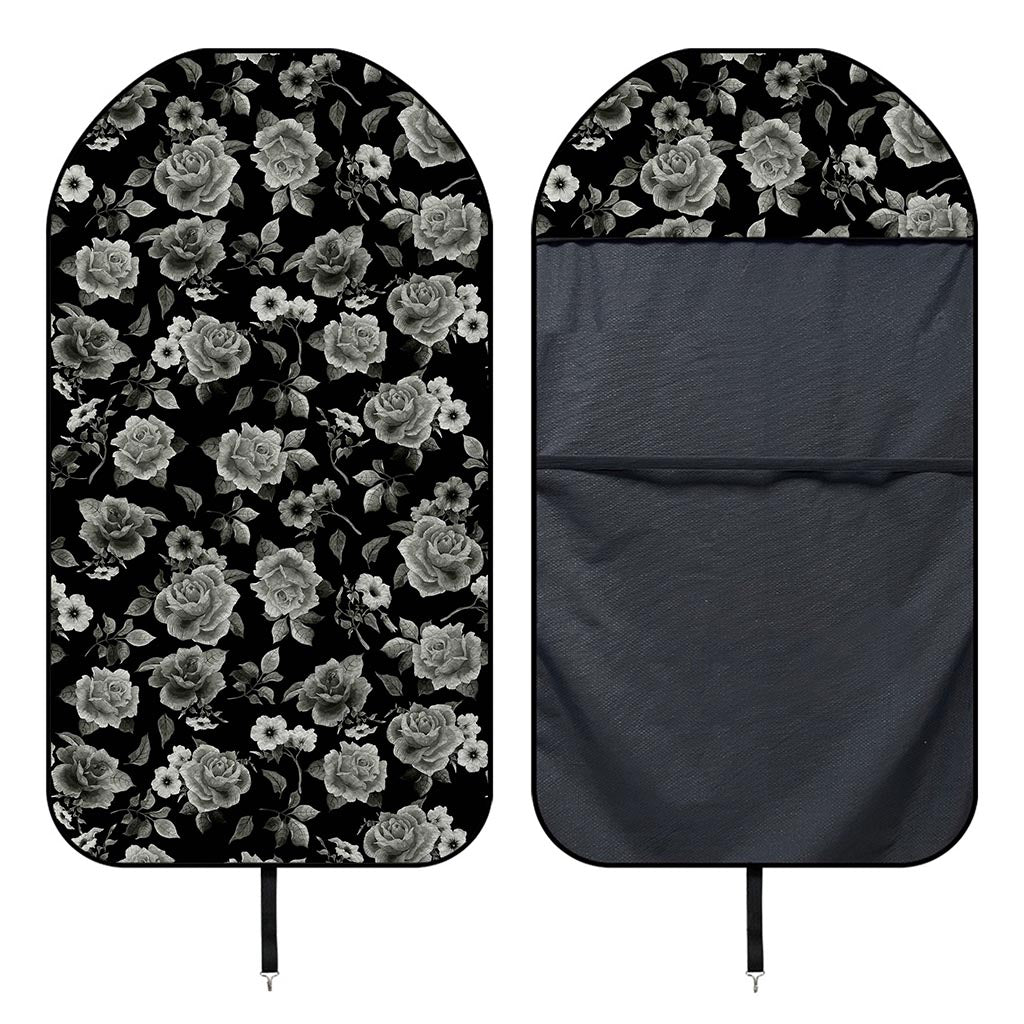 Monochrome Rose Floral Pattern Print Waterproof Car Seat Cover