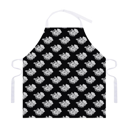 Monochrome Rose Pattern Print Adjustable Apron