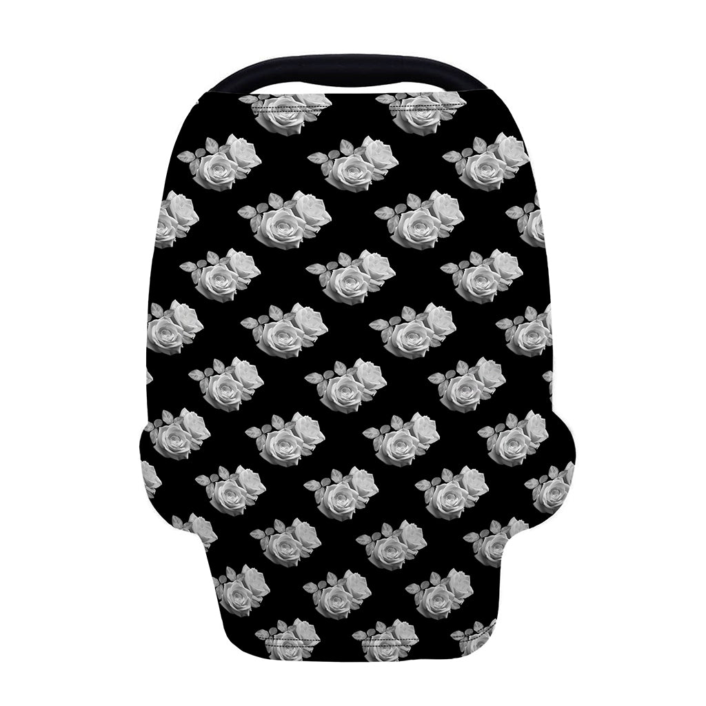 Monochrome Rose Pattern Print Baby Seat Cover
