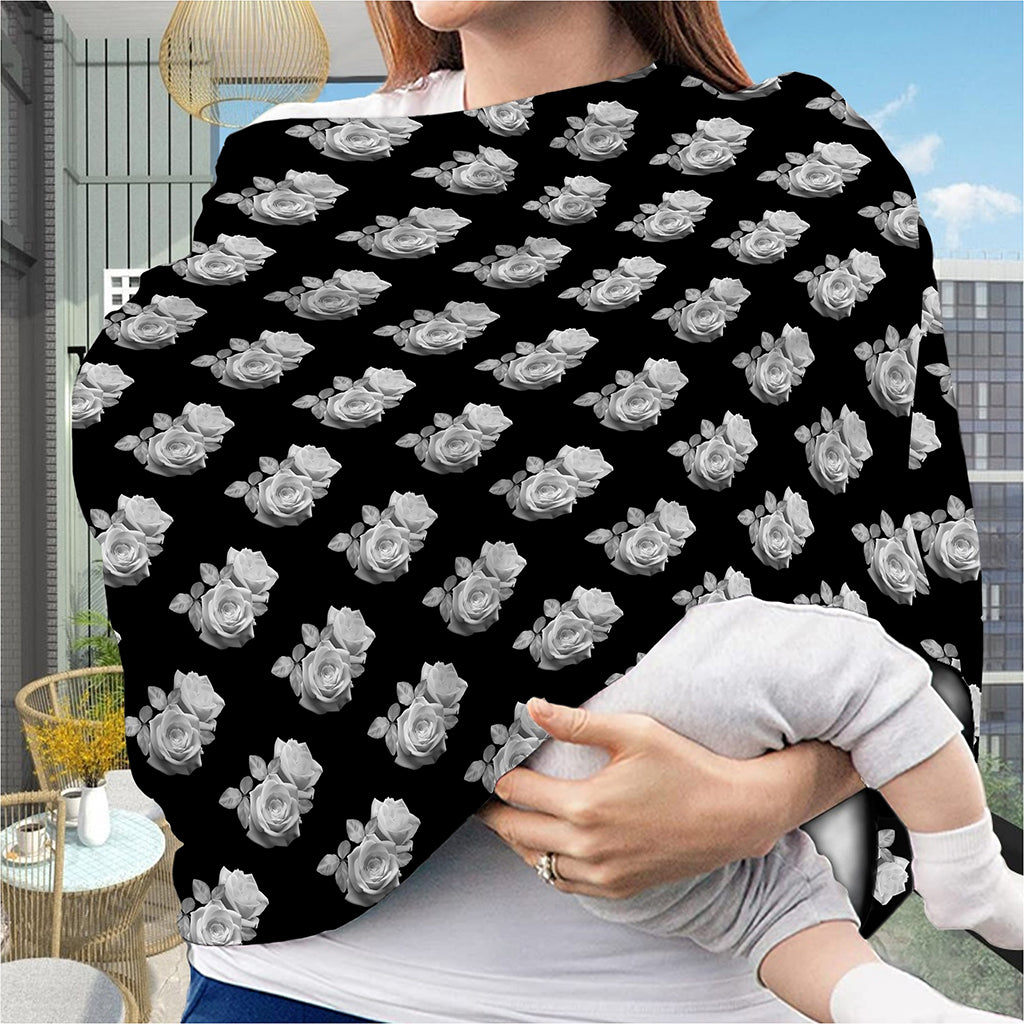 Monochrome Rose Pattern Print Baby Seat Cover