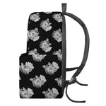 Monochrome Rose Pattern Print Backpack