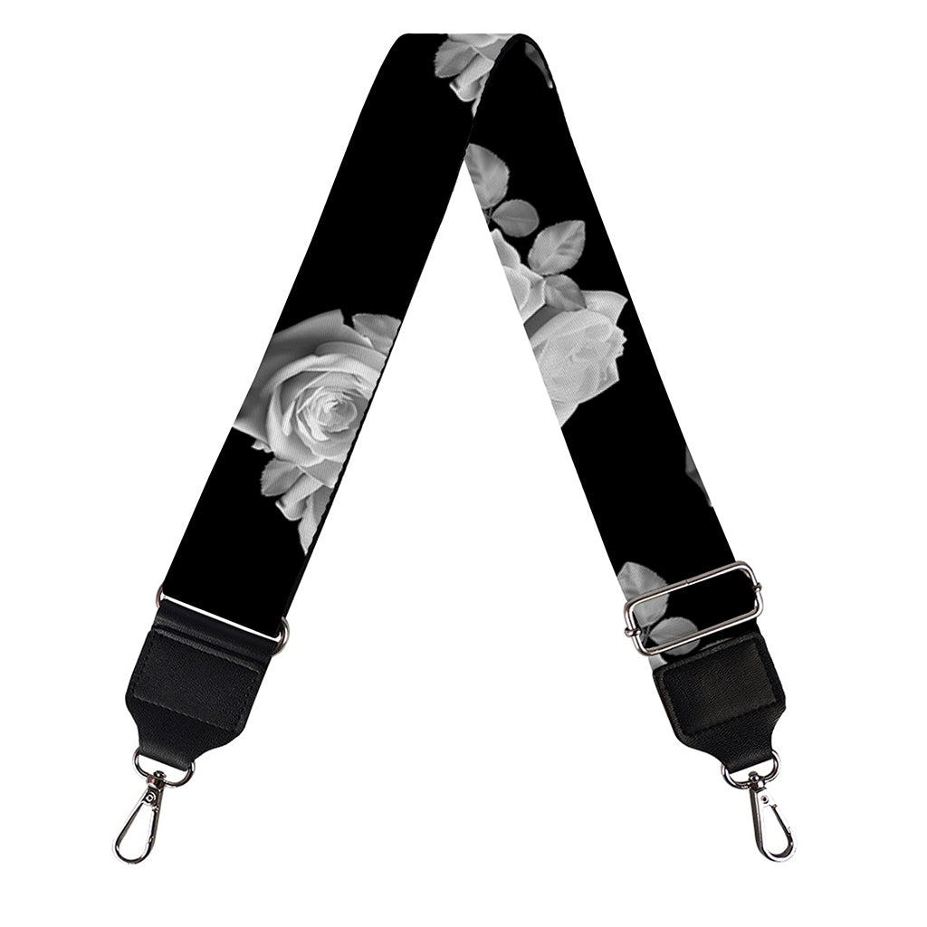Monochrome Rose Pattern Print Bag Strap