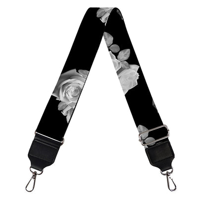 Monochrome Rose Pattern Print Bag Strap