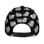 Monochrome Rose Pattern Print Baseball Cap