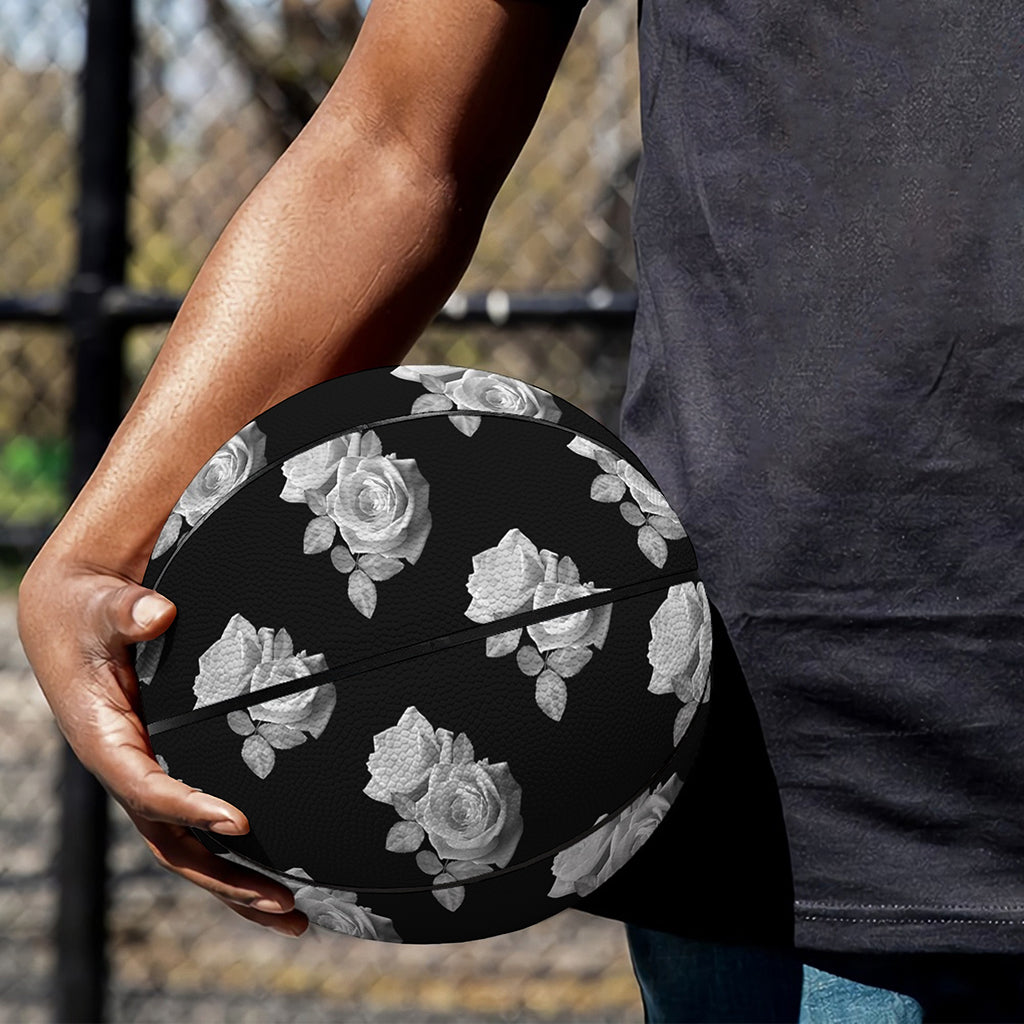 Monochrome Rose Pattern Print Basketball
