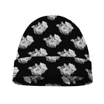 Monochrome Rose Pattern Print Beanie
