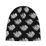 Monochrome Rose Pattern Print Beanie