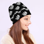 Monochrome Rose Pattern Print Beanie