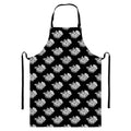 Monochrome Rose Pattern Print Bib Apron With Pocket