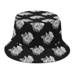 Monochrome Rose Pattern Print Bucket Hat