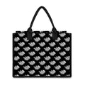 Monochrome Rose Pattern Print Canvas Tote Bag