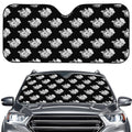 Monochrome Rose Pattern Print Car Windshield Sun Shade