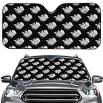 Monochrome Rose Pattern Print Car Windshield Sun Shade