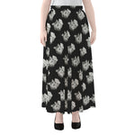 Monochrome Rose Pattern Print Chiffon Maxi Skirt