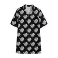 Monochrome Rose Pattern Print Cotton Hawaiian Shirt