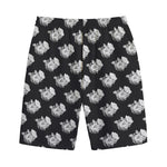 Monochrome Rose Pattern Print Cotton Shorts
