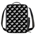 Monochrome Rose Pattern Print Crossbody Lunch Bag