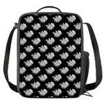 Monochrome Rose Pattern Print Crossbody Lunch Bag