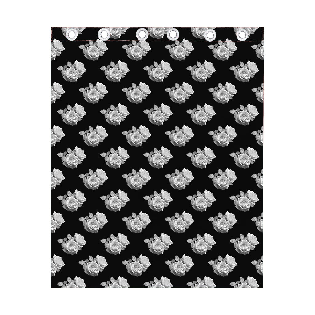 Monochrome Rose Pattern Print Curtain