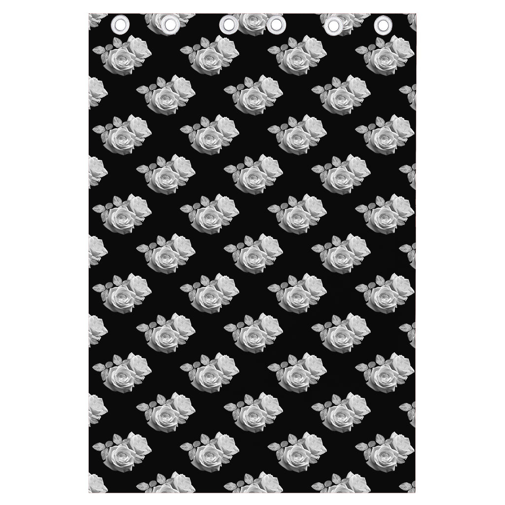 Monochrome Rose Pattern Print Curtain