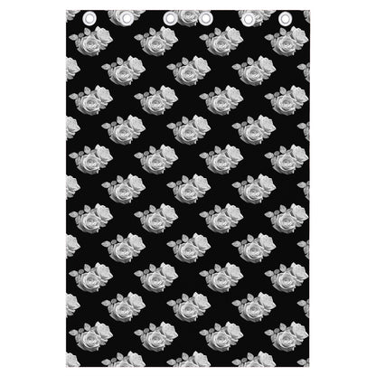 Monochrome Rose Pattern Print Curtain