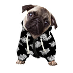 Monochrome Rose Pattern Print Dog Zip Up Hoodie
