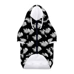 Monochrome Rose Pattern Print Dog Zip Up Hoodie