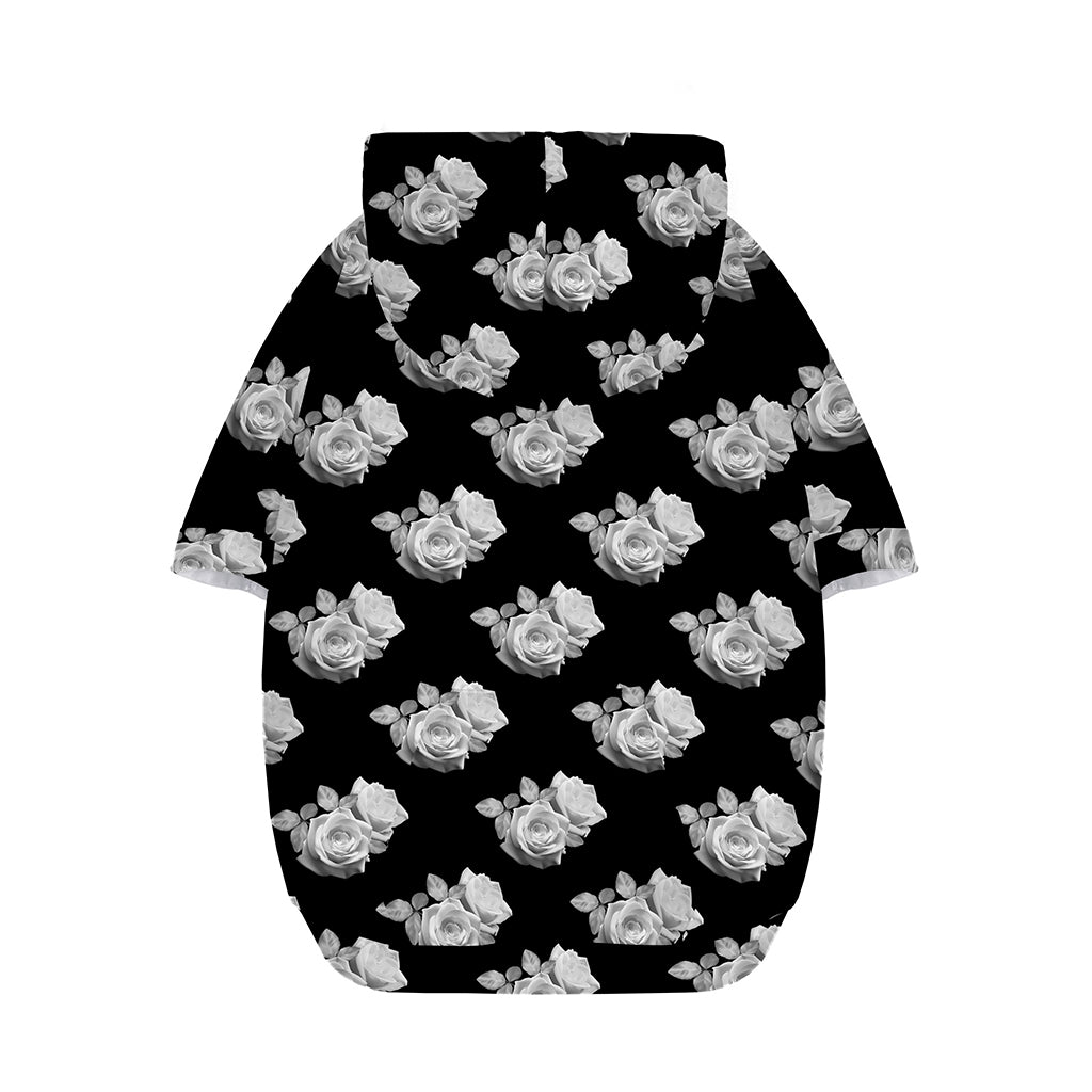 Monochrome Rose Pattern Print Dog Zip Up Hoodie