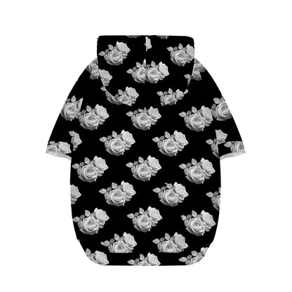 Monochrome Rose Pattern Print Dog Zip Up Hoodie