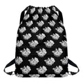 Monochrome Rose Pattern Print Drawstring Backpack