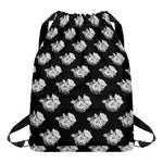Monochrome Rose Pattern Print Drawstring Backpack