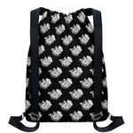 Monochrome Rose Pattern Print Drawstring Backpack