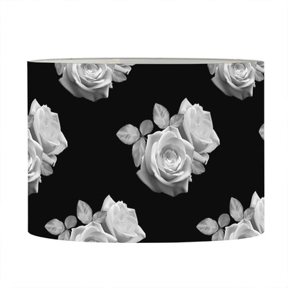 Monochrome Rose Pattern Print Drum Lamp Shade