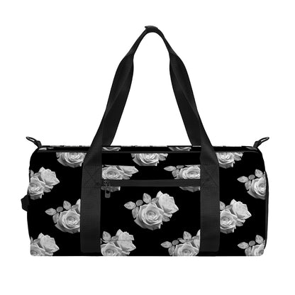 Monochrome Rose Pattern Print Gym Bag