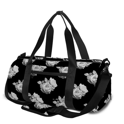 Monochrome Rose Pattern Print Gym Bag