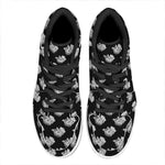 Monochrome Rose Pattern Print High Top Leather Sneakers