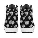 Monochrome Rose Pattern Print High Top Leather Sneakers