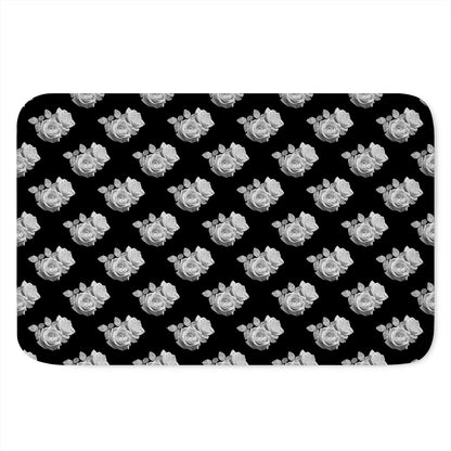 Monochrome Rose Pattern Print Indoor Door Mat